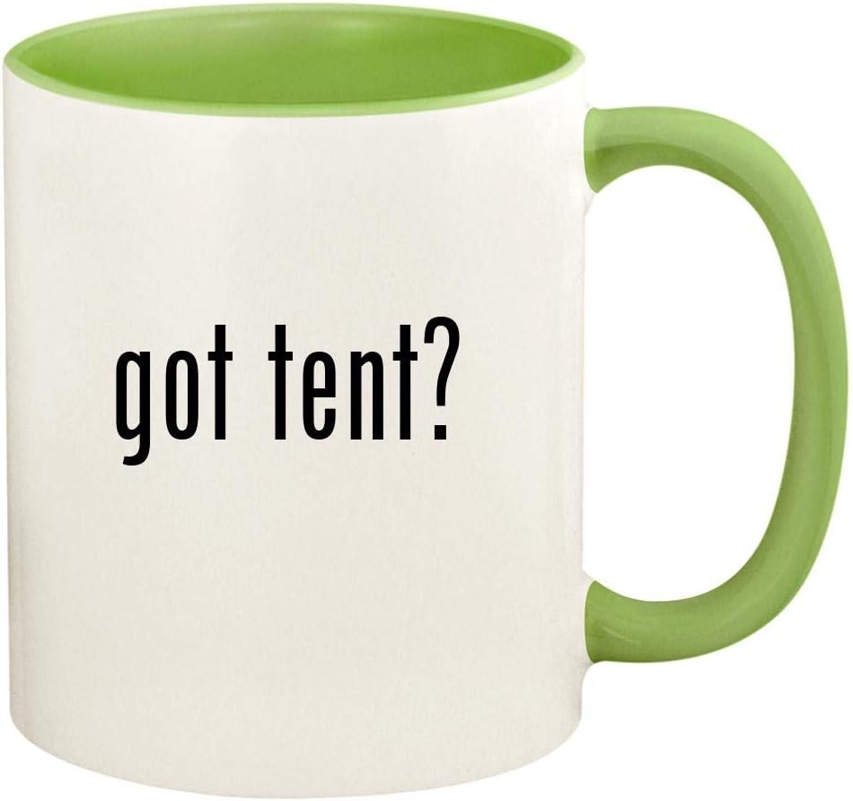 got tent? - 11oz Ceramic Colored Handle and Inside Coffee Mug Cup, Light Green