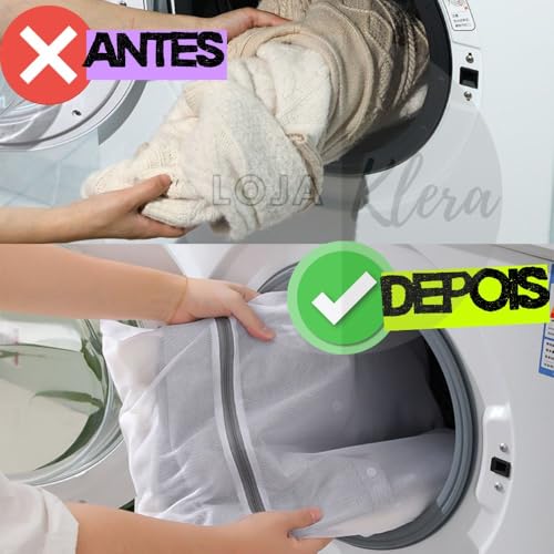 Kit 10 Sacos para Lavar Roupas Delicadas na Máquina, Reutilizável com Zíper Reforçado Proteção Total Contra Danos e Desgaste Ideal para Roupas Delicadas