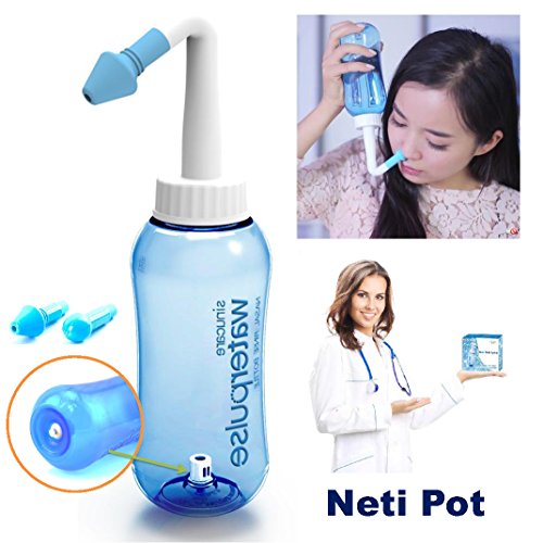 Tonelife (2 Nozzle) Nasal Wash Bottle Nose Cleaner & Sinus Irrigation System Neti Pot 300ml 10oz Nasal Wash Device Nasal Cleanse Nose Irrigation Allergic Rhinitis Treatment