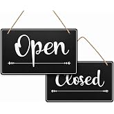 Open Closed ign for Business, 12x8 PVC Plastic Double Sided Hanging Sign, High Precision Printing, Water Proof, Open Closed Sign Business Hours, Retail Store Supplies
