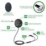 ActionFly SB360 Bluetooth 4.0 Car Kit Hands-Free Wireless Talking & Music Streaming Dongle w/ 10W Dual Port 2.1A USB Charger + Magnetic Mounts + Built-in 3.5mm Aux Cable