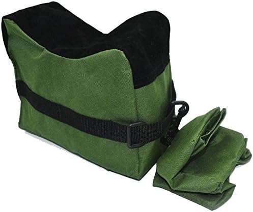 Laspur Deep Green Tactical Shooting Gun Rest Bench Front &amp; Rear Sand Bag Combo Set For Outdoor Shooter Hunter Hunting Rifle-Unfilled