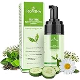 NOVEHA Tea Tree Oil Foaming Gentle Cleanser | Therapeutic Daily Skincare For Eyelash & lids, Eye Irritations, Stye Eyes, Skin Dryness, Moisturize with Organic Ingredients, All Types, 3.38 Ounce