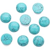 EXCEART 20Pcs 0.15 Inch Round Flat Bottom Turquoise Cabochon Stones for Jewelry Making DIY Crafts Beading Accessories