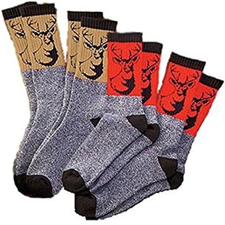 Outdoorsman Men's Thermal Socks (4 pack), Deer Pattern