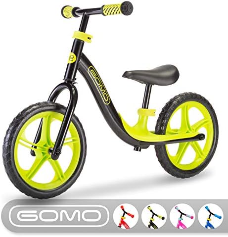 GOMO Balance Bike - Toddler Training Bike for 18 Months, 2, 3, 4 and 5 Year Old Kids - Ultra Cool Colors Push Bikes for Toddlers/No Pedal Scooter Bicycle with Footrest