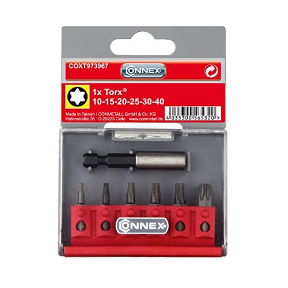 Connex COXT973967 Screwdriver Bit Set with Magnetic Holder, Multi-Colour, Set of 7 Piece