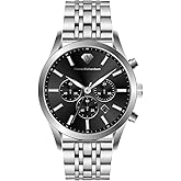 PIERRE RICHARDSON Men’s Luxury Watch PR2320 – Silver Stainless Steel Quartz, 44mm, 5ATM Water Resistant, Scratch-Resistant Sapphire Crystal Glass
