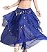 ZLTdream Womens Belly Dance Chiffon Skirt With Coins Blue,One Size