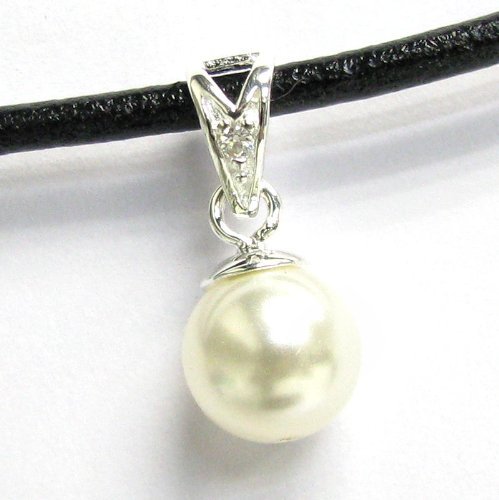 1pc .925 Sterling Silver Cz Crystal Bail Pin Cup Pendant Connector f/Half Drilled Pearl/Stone/Findings/Bright