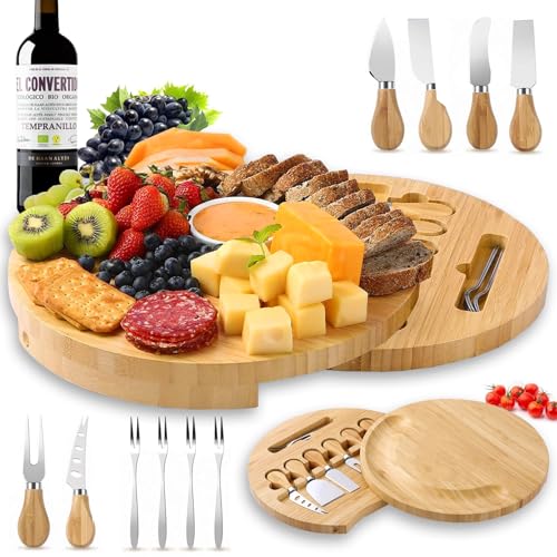 GODREAM Kit Tabua de Frios Petisqueira, com Tábua de Frios, Facas, Garfos, Ideal Para Servir Queijos, Frutas, Aperitivos, Lanches e para Compor Uma Mesa Fria Completa