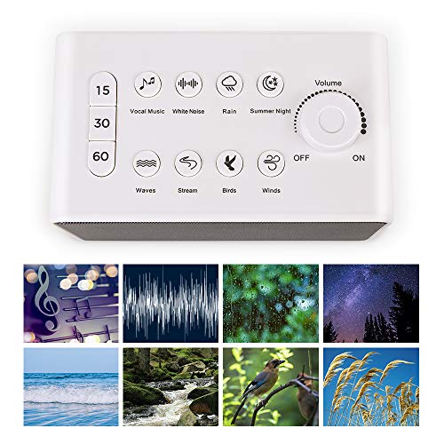 White Noise Sound Machine, Baby Sleeping Nursery Projector and Sound System for Sound Spa Relaxation, Includes 8 Non-Looping Soothing Sounds & Memory Function & 3 Timer Settings