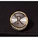 HJ Men's 2PCS Fashion Dazzle Tuxedo Shirts Platinum Plated Cufflinks Initial Letter 2 Color A-Z (Gold R), Small