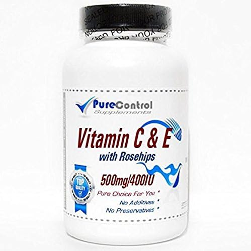 Vitamin C 500mg & E 400IU with Rosehips // 100 Capsules // Pure // by PureControl Supplements.