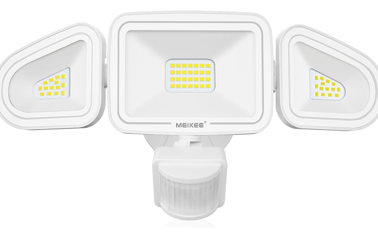 Photo 1 of ***(PARTS ONLY/MAJOR DAMAGE/ NON FUNCTIONAL)***MEIKEE 42W LED Security Lights Motion Sensor Light Outdoor Flood Light, 3600LM 6500K IP65 Waterproof, 3 Adjustable Heads Motion Detector Lights for Outside Garage Yard Garden Porch Entryways