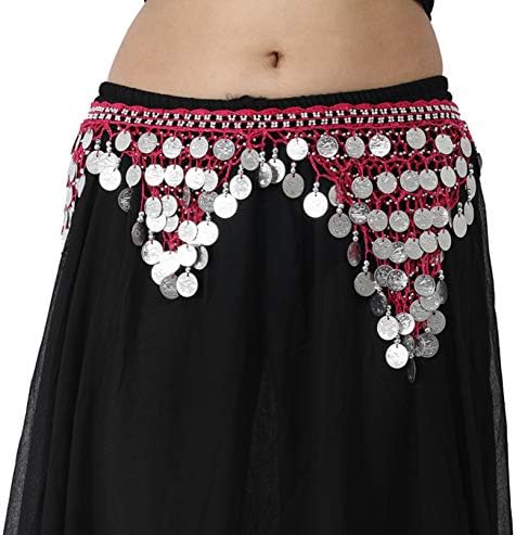 Wevez Classic Belly Dancing Silver Coin Hip Scarves for Gypsy Tribal Belly Dancers
