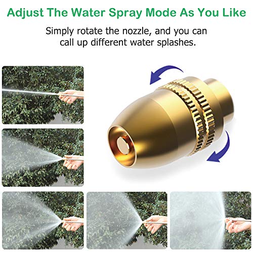 Garden Hose Nozzle Heavy Duty Brass Metal Sprayer Nozzle High Pressure Spray Gun 360° Rotaing Water Adjustmen for Car Washing, Outdoor Gardening, Pets Shower, Patio Cleaning - Thumbnail 5
