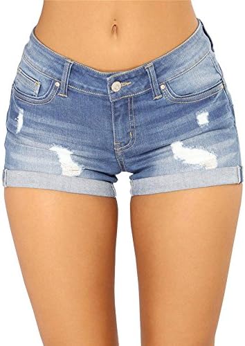 Feel Show Women's Short Jeans Sexy Stretchy Fabric Hot Shorts Pants Distressed Denim Shorts