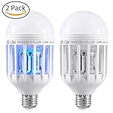2 Pack Mosquito Killer Lamp, Bug Zapper Light Bulb, Electronic Insect Killer, Fly Killer Indoor Bug Zapper 110V E26/E27 Light Bulb Socket Base for Home Indoor Outdoor Garden Patio Backyard