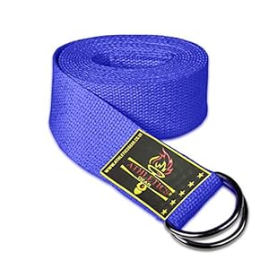 Yoga Strap Belt with Metal D-Ring Buckle, 6ft long & 1.5 inch wide, Made with Durable Cotton for Stretching and Flexibility