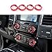 Thenice Aluminum Alloy Car Inner Air Conditioner Audio Volume Switch Knob Ring AC Media Button Cover Trim Bezel for Ford F150 XLT 2016 2017 2018 (Red)