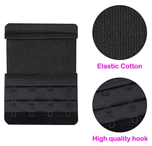 Bra Extender 4 Hook,Stretchy Soft and Comfortable Bra Strap Extender - 4 pcs Pack (Black) - Thumbnail 2