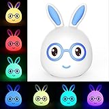KssFire Portable 2 Models LED Children Night Light Rechargeable Baby Silicone Night Lamp Soft Nursery Lamp Sensitive Tap Control for Baby Bedroom (Blue)