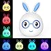 KssFire Portable 2 Models LED Children Night Light Rechargeable Baby Silicone Night Lamp Soft Nursery Lamp Sensitive Tap Control for Baby Bedroom (Blue)