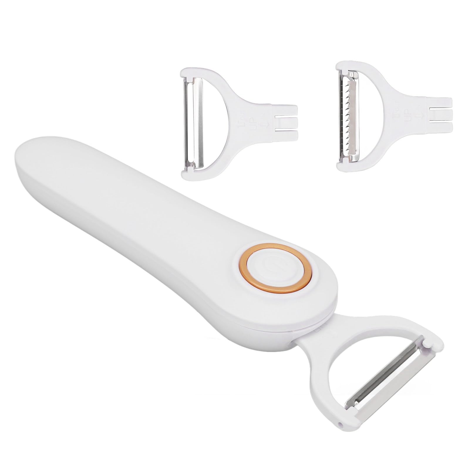 Electric Peeler, USB Rechargeable Fruit Vegetables Peeler with 3 Cutter Heads, Saves Time, Suitable for Potatoes, Apples, Cucumbers, for Home