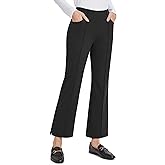 G4Free Yoga Work Pants Women Strechy Yoga Pants with Pockets Flare Ankle Slacks Casual Work Pants (Black,S,25")