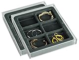 Stack Em' Jewelry Organizer Box - 2 Pack - 6 compartment Bracelet and Hoop Earring Drawer Jewelry Tray - Axis 3302