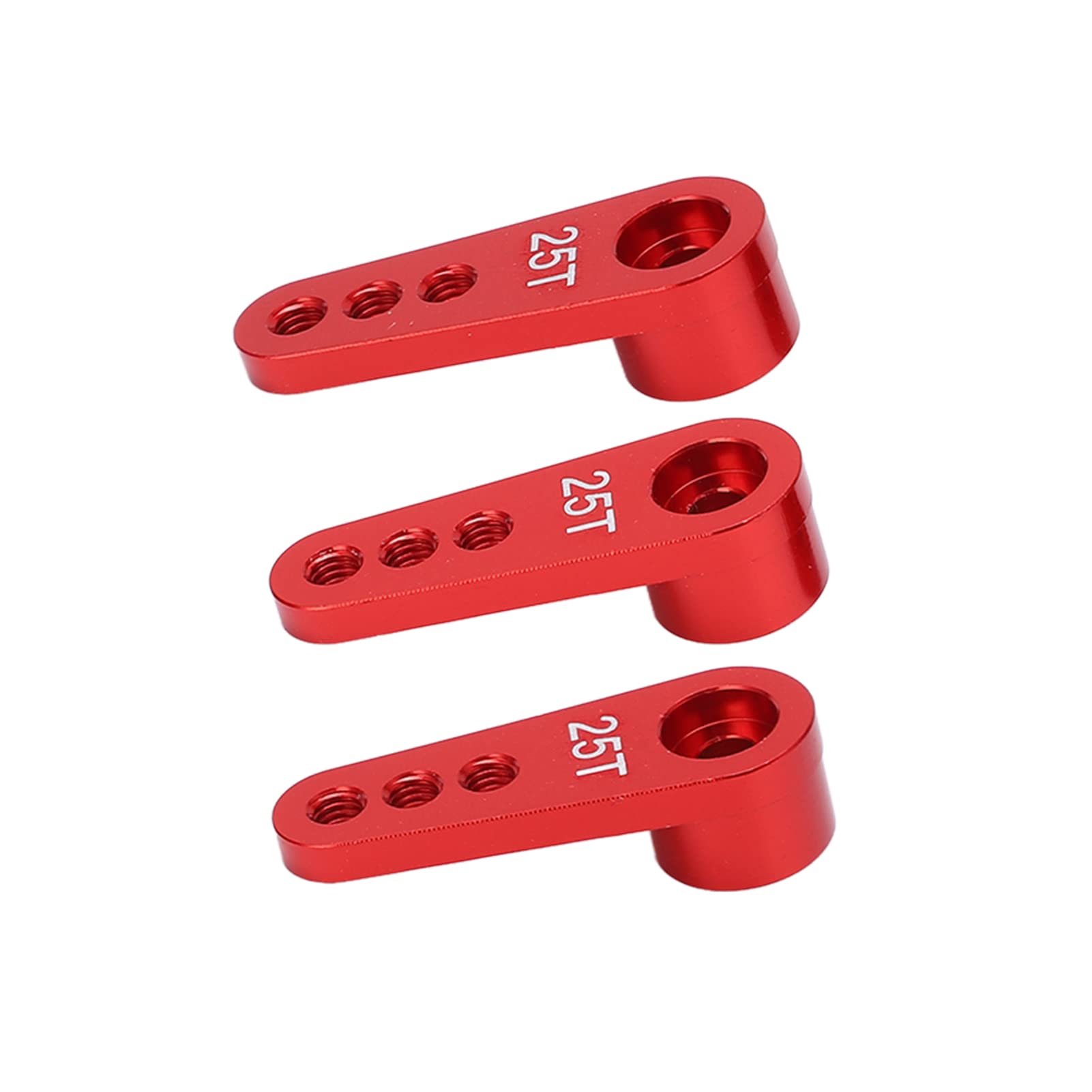 3Pcs Aluminum 25T RC Servo Horns Metal Steering Arm Compatible with 1/8 1/10 RC Car(Red)