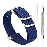 CIVO Heavy Duty G10 Zulu Military Watch Bands NATO Premium Ballistic Nylon Watch Strap 5 White Rings with Stainless Steel Buckle 20mm 22mm 24mm … (Navy Blue, 22mm)