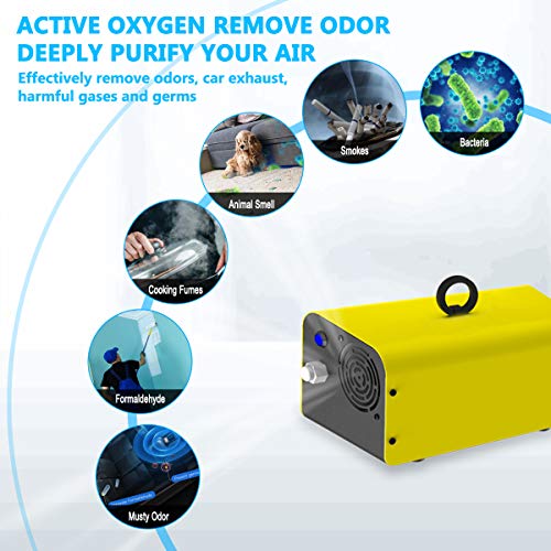 10,000mg Ozone Generator Air Purifier, Elementa Wireless Remote Control Ozone Cleaner, Portable Smart Air Purifier Ionizer O3 Machine for RV Basement Classroom Odor Remover (YELLOW)