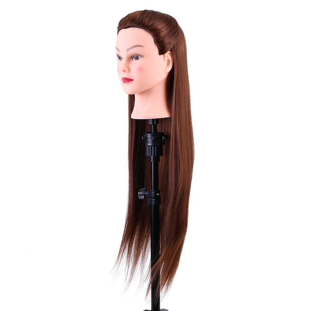 Greensen Mannequin Training Heads Hair Styling Training Head Manikin Cosmetology Doll Head with Holder Wig Head DIY Hair Accessories, Doll Head Model Head for Hair Modeling Training, Brown