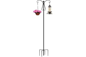 Shepherd Hooks for Outdoor, 5 Prong Base Heavy-Duty Metal Bird Feeder Pole Stand for Hanging Plant, Flower Pots, Flag, Lanter