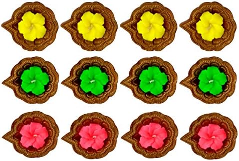 Craft Art India Handmade Earthen Clay / Terracotta Decorative Dipawali / Diwali Diya / Tealight / Oil Lamps for Pooja / Puja - Set Of 12 Pcs