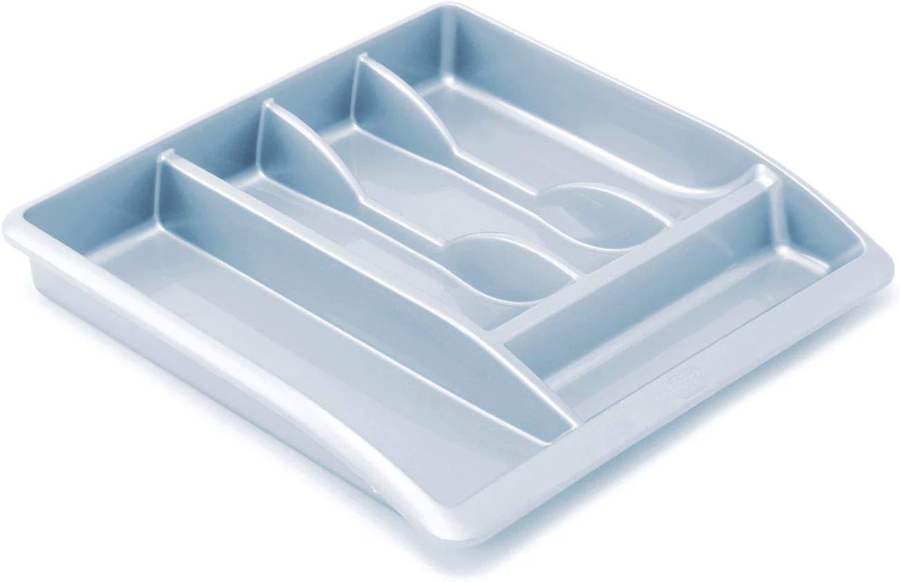 Addis 518385 Eco 100% Recycled Plastic Cutlery Utensil Drawer Organiser Tray, Light Grey, Single