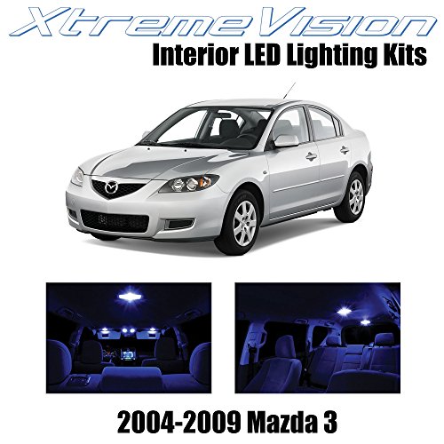 XtremeVision Mazda 3 MS3 2004-2009 (10 Pieces) Blue Premium Interior LED Kit Package + Installation Tool