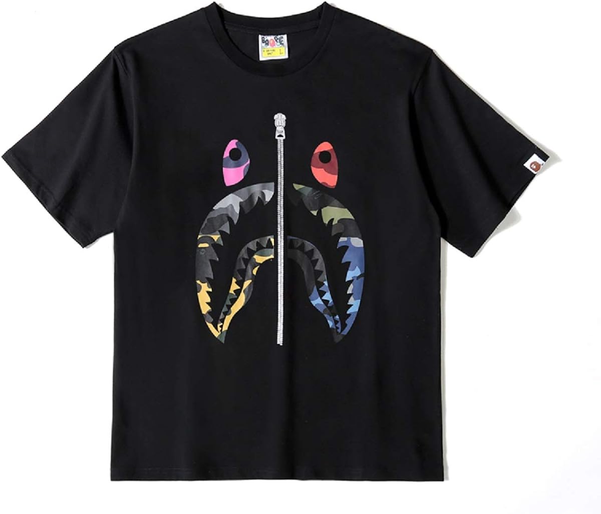 Big Mouth Shark Ape Bape Camo Casual T Shirt Tees Unisex with Round Neck Short Sleeve