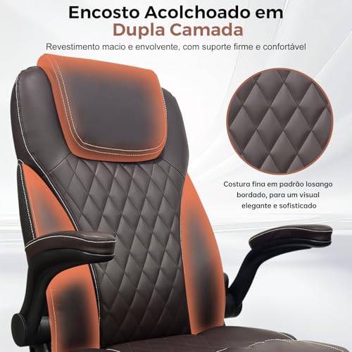Cadeira De Escritório Presidente com Assento Espesso e Encosto Alto, para Escritório e Home Office