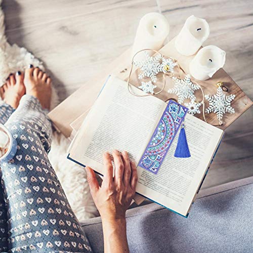 DIY Beaded Bookmarks with 5D Diamond Painting Christmas Gifts Special Shaped Diamond Painting Leather Bookmark Tassel Book Marks Gift for Mosaic Making Art Craft for Kids Adults Beginner