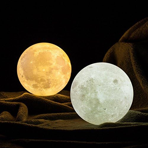 7.9 inch (20CM) 3D Moon Nightlight | Touch Control | Yellow &amp; White Dimmable | Rechargeable