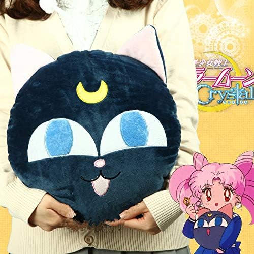 NEWSTARWAR Plush Pillows - 37cm Pillow Anime Black Sailor Moon Luna Cat Plush Soft Stuffed Fashion Children Popular Sleeping Kawaii Doll Cat Face Pillows 1 PCs