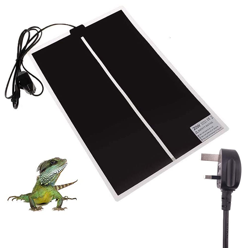 NEKOSUKI Reptile Heating Mat, 20W 16.5x11 inch Waterproof Reptile Heat Pad Under Tank Terrarium with Temperature Control, Safety Adjustable Reptile Heat Mat for Turtle, Tortoise, Snakes, Lizard, Gecko
