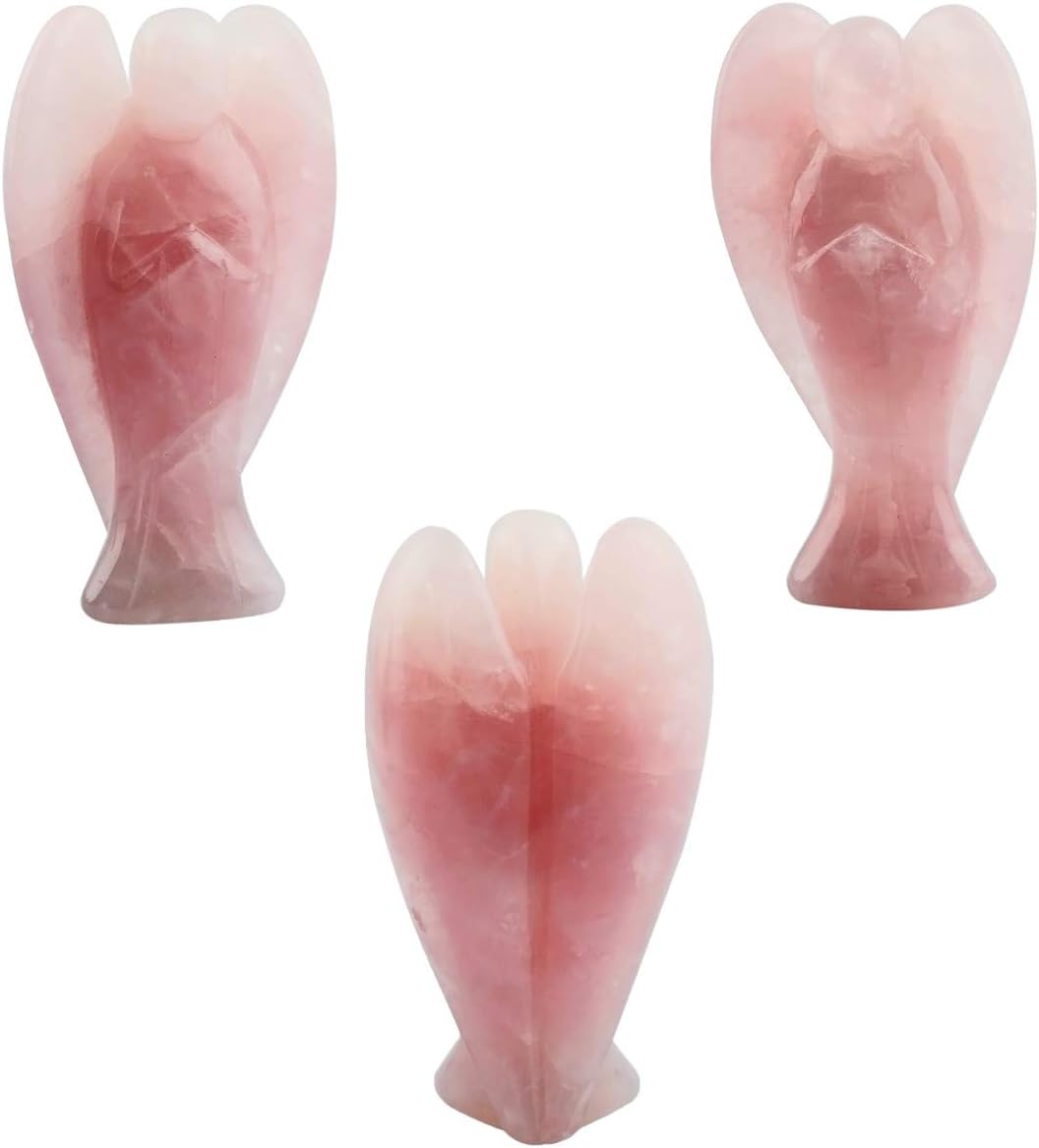 Nupuyai 3" Rose Quartz Guardian Crystal Angel Statue - Image 4