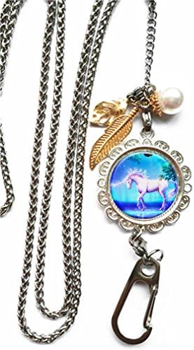 RainbowSky Beautiful Unicorn Chain Lanyard Necklace Bracelet Keychain Eyeglass Holder for ID Card Name Tag Badge Holder with Clasp, C1042