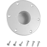 HUAREW RV Trailer Pedestal Base Round Flush Mount Table Leg Base | Aluminum RV/Boat Pedestal Table Base Flange, Floor Mounting Base with 6 Mounting Holes,131112 Flush Table Base Round (Silver)