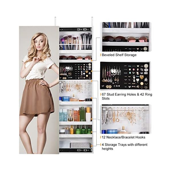 LANGRIA Full Length Mirror Jewelry Organizer with Unique