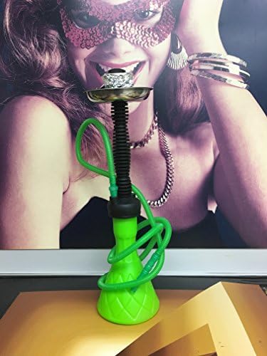 Silicone Hookah Set, Single Hose - Durable Material, Rust & Tarnish Proof, Resistant to Wear & Tear - Green & Black - 19 Inches - By Silookah